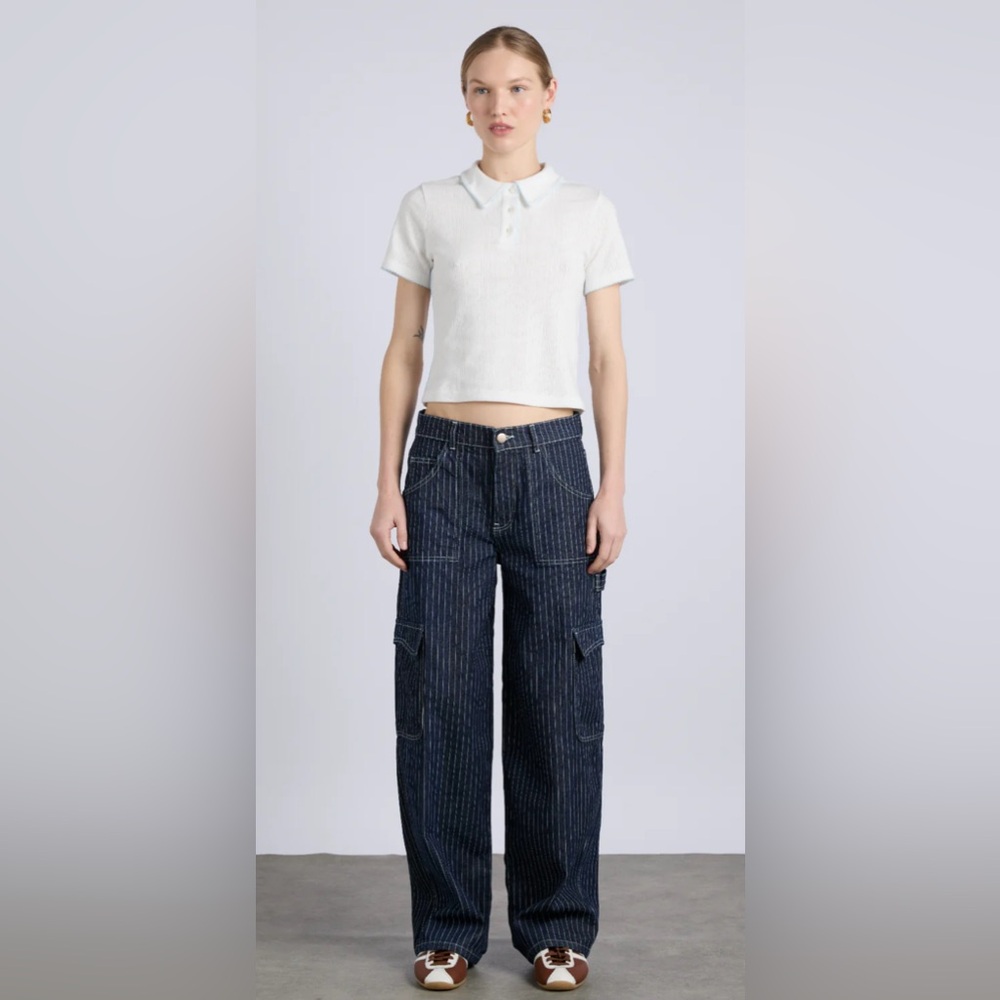 Damson Madder Navy Pinstripe Cargo Jeans